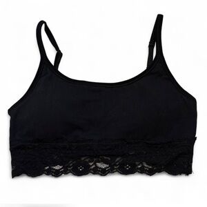 Pact Organic Cotton Lace Modern Scoop Bralette Black Size Small (32C, 34A, 34B)
